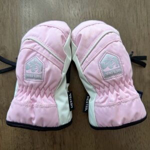 Hestra Kids Mittens in Pink and White Size 0
